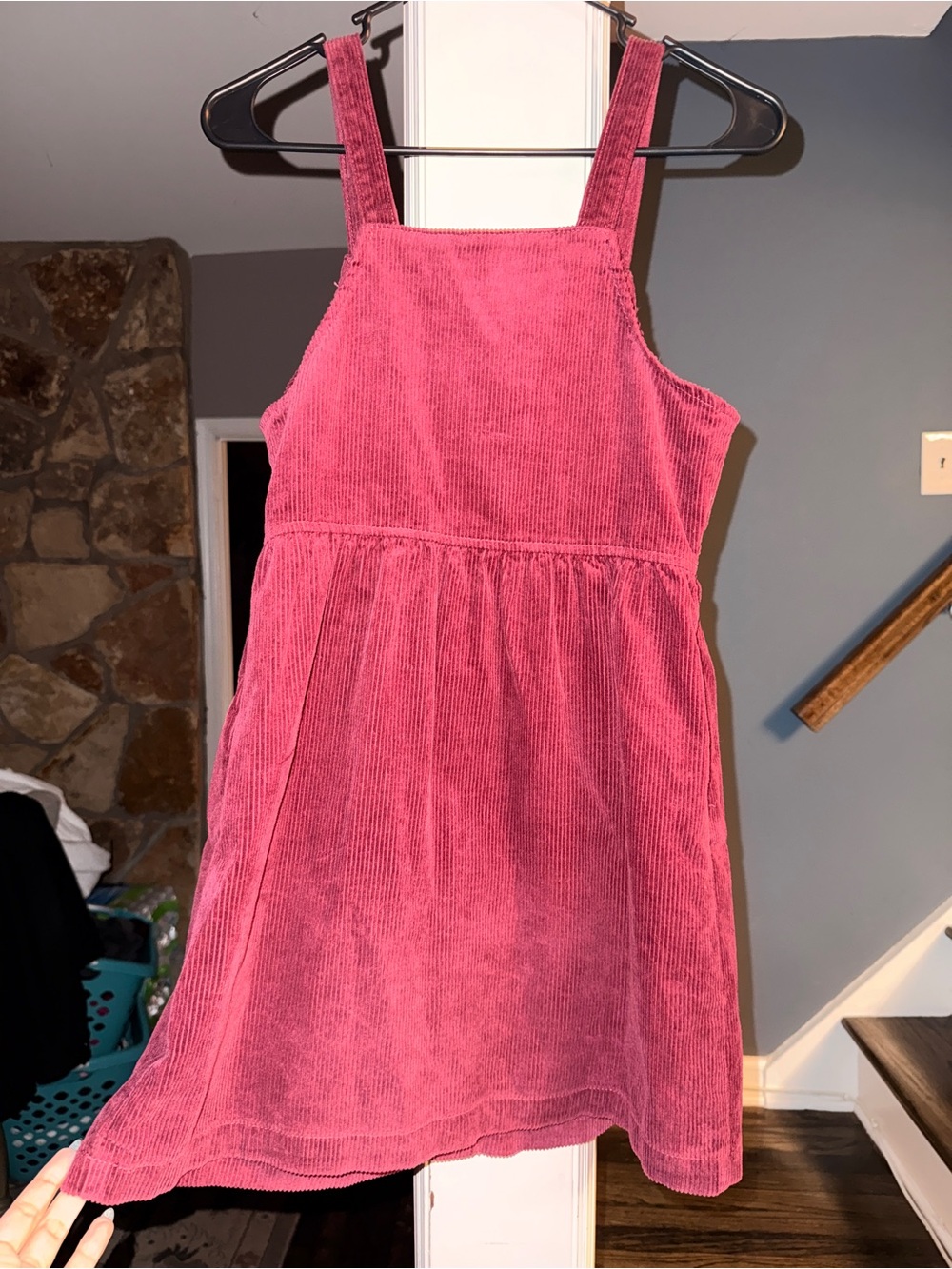 Cat & Jack Girls XL 14 Burgundy Corduroy Button Front Jumper Dress - Picture 2 of 7